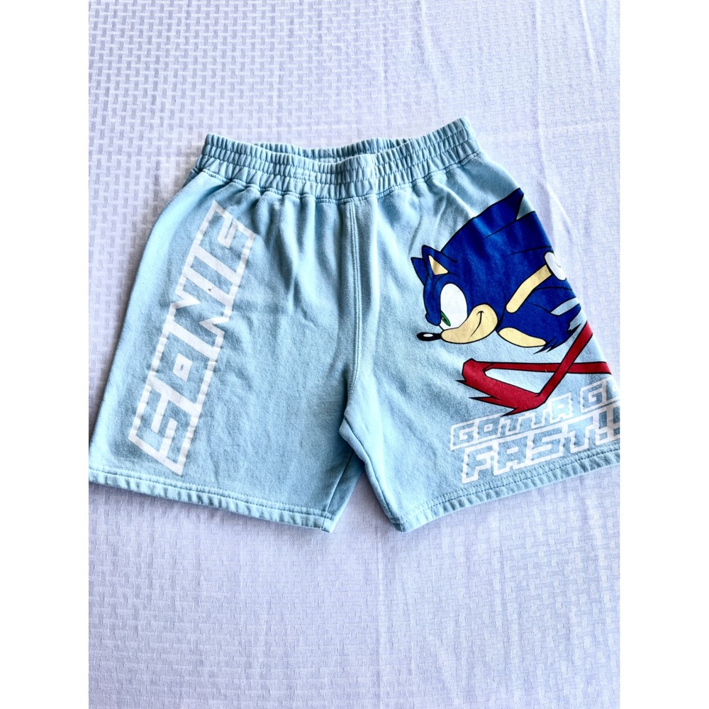 Sonic the Hedgehog Boys Blue Graphic Shorts Sega Gotta Go Fast Size 14/16 L